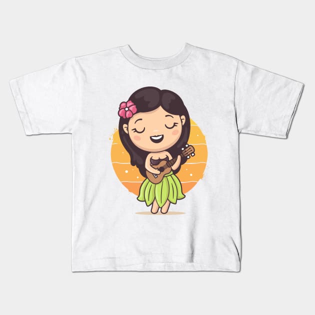 Hula Girl Kids T-Shirt by zoljo